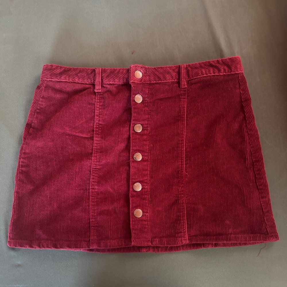 BONGO Red Mini Skirt Casual Corduroy
